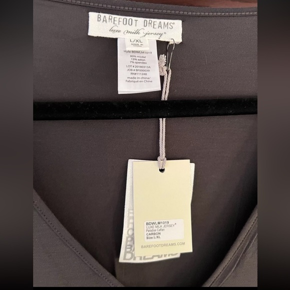 Barefoot Dreams Luxe Milk Jersey Paradise Cove Caftan L XL Carbon Grey NWT - Picture 3 of 4